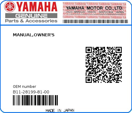 Product image: Yamaha - B11-28199-81-00 - MANUAL,OWNER'S  0