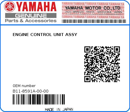 Product image: Yamaha - B11-8591A-00-00 - ENGINE CONTROL UNIT ASSY  0