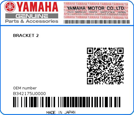 Product image: Yamaha - B342175U0000 - BRACKET 2  0