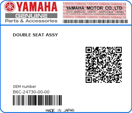 Product image: Yamaha - B6C-24730-00-00 - DOUBLE SEAT ASSY  0