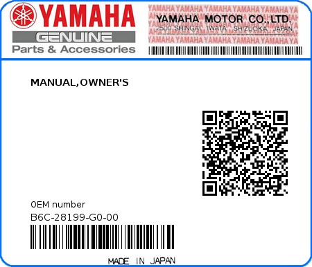 Product image: Yamaha - B6C-28199-G0-00 - MANUAL,OWNER'S  0