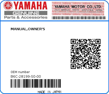 Product image: Yamaha - B6C-28199-S0-00 - MANUAL,OWNER'S  0