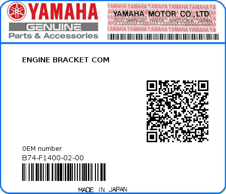 Product image: Yamaha - B74-F1400-02-00 - ENGINE BRACKET COM  0