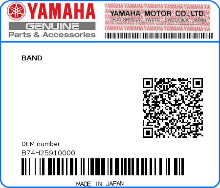 Product image: Yamaha - B74H25910000 - BAND  0