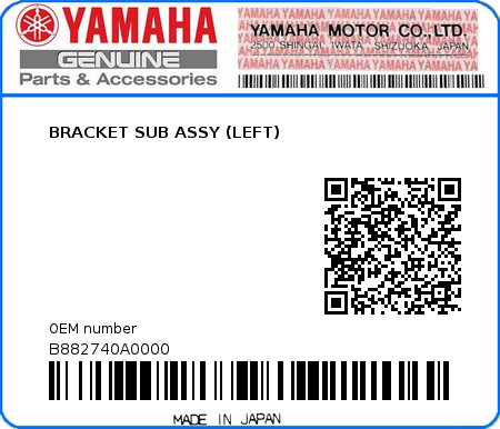 Product image: Yamaha - B882740A0000 - BRACKET SUB ASSY (LEFT)  0