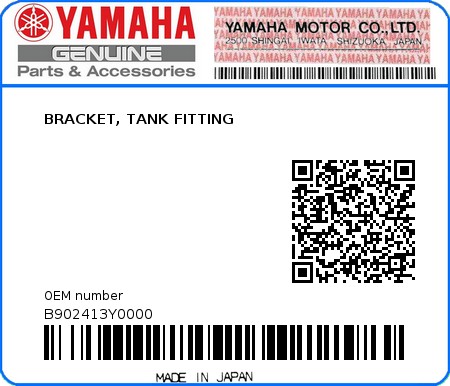 Product image: Yamaha - B902413Y0000 - BRACKET, TANK FITTING  0