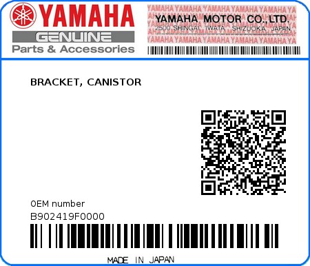 Product image: Yamaha - B902419F0000 - BRACKET, CANISTOR  0