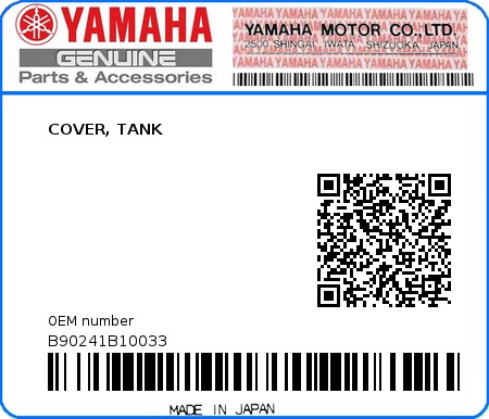 Product image: Yamaha - B90241B10033 - COVER, TANK  0