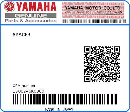 Product image: Yamaha - B908246K0000 - SPACER  0