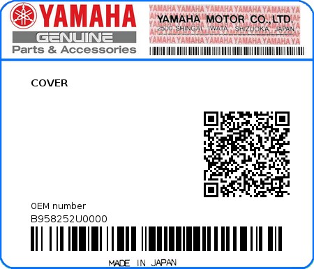 Product image: Yamaha - B958252U0000 - COVER  0
