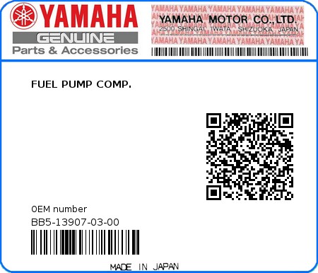 Product image: Yamaha - BB5-13907-03-00 - FUEL PUMP COMP.  0