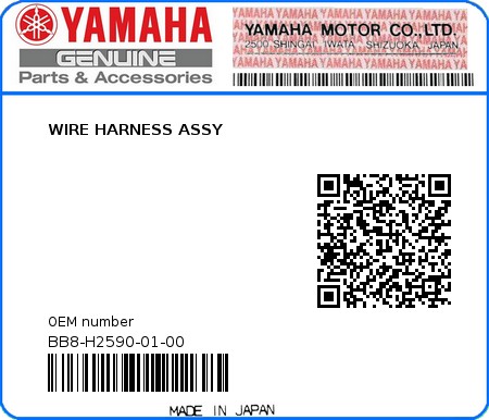 Product image: Yamaha - BB8-H2590-01-00 - WIRE HARNESS ASSY  0
