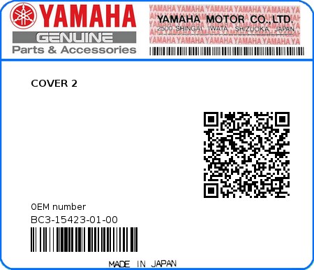 Product image: Yamaha - BC3-15423-01-00 - COVER 2  0