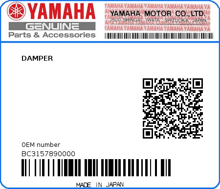 Product image: Yamaha - BC3157890000 - DAMPER  0