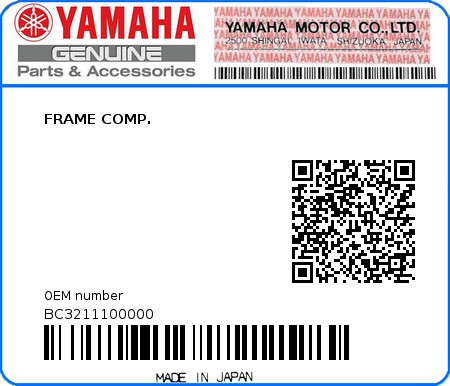 Product image: Yamaha - BC3211100000 - FRAME COMP.  0