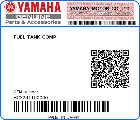 Product image: Yamaha - BC3241100000 - FUEL TANK COMP.  0