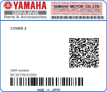 Product image: Yamaha - BC3274631000 - COVER 2  0