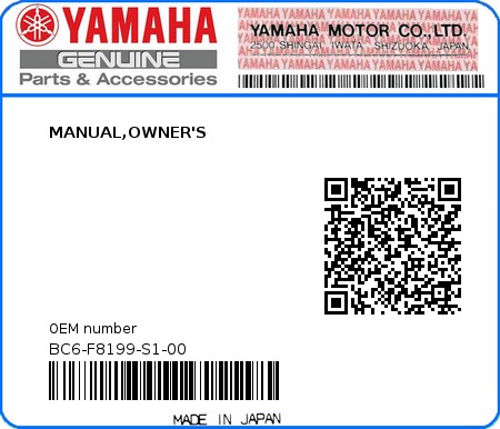 Product image: Yamaha - BC6-F8199-S1-00 - MANUAL,OWNER'S  0
