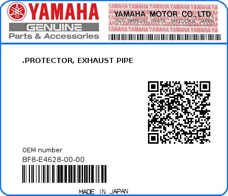Product image: Yamaha - BF8-E4628-00-00 - .PROTECTOR, EXHAUST PIPE  0
