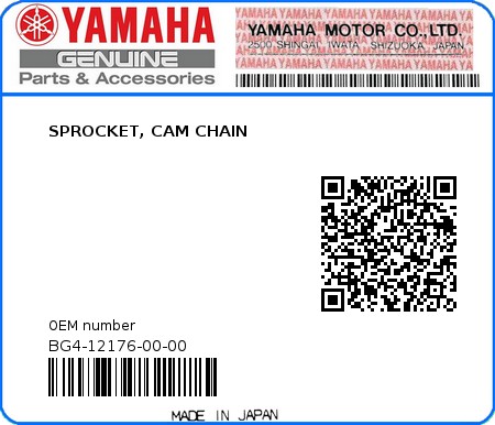 Product image: Yamaha - BG4-12176-00-00 - SPROCKET, CAM CHAIN  0