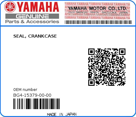 Product image: Yamaha - BG4-15379-00-00 - SEAL, CRANKCASE  0