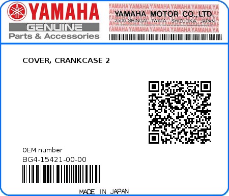 Product image: Yamaha - BG4-15421-00-00 - COVER, CRANKCASE 2  0