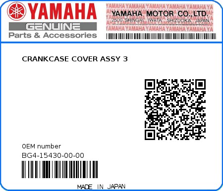 Product image: Yamaha - BG4-15430-00-00 - CRANKCASE COVER ASSY 3  0