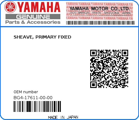 Product image: Yamaha - BG4-17611-00-00 - SHEAVE, PRIMARY FIXED  0