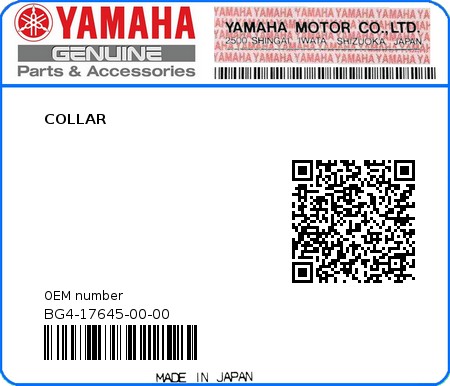 Product image: Yamaha - BG4-17645-00-00 - COLLAR  0