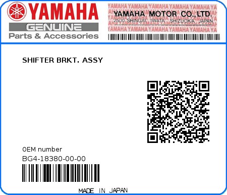 Product image: Yamaha - BG4-18380-00-00 - SHIFTER BRKT. ASSY  0