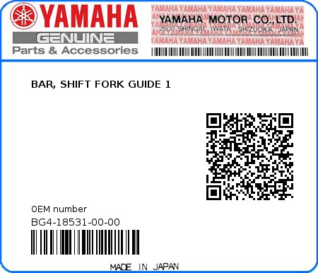 Product image: Yamaha - BG4-18531-00-00 - BAR, SHIFT FORK GUIDE 1  0