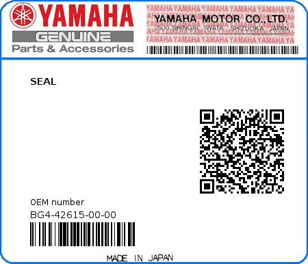 Product image: Yamaha - BG4-42615-00-00 - SEAL  0
