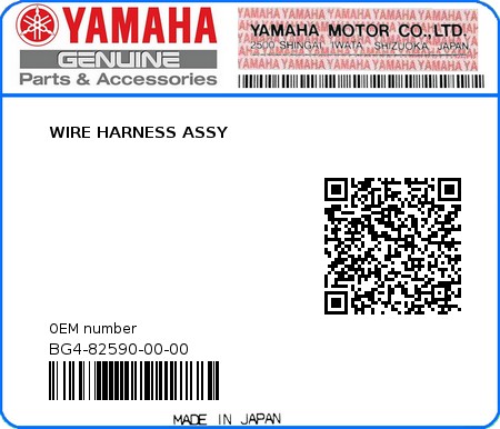 Product image: Yamaha - BG4-82590-00-00 - WIRE HARNESS ASSY  0
