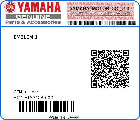 Product image: Yamaha - BG4-F163G-30-00 - EMBLEM 1  0