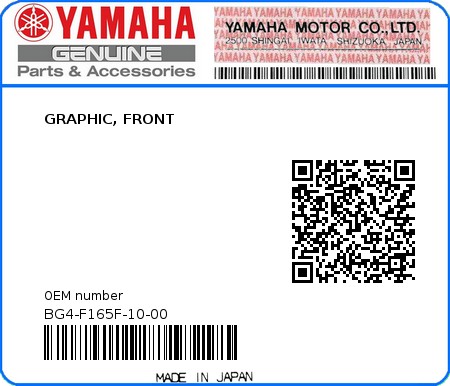 Product image: Yamaha - BG4-F165F-10-00 - GRAPHIC, FRONT  0
