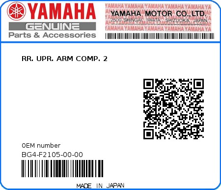 Product image: Yamaha - BG4-F2105-00-00 - RR. UPR. ARM COMP. 2  0