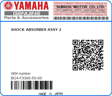 Product image: Yamaha - BG4-F3390-50-00 - SHOCK ABSORBER ASSY 2  0