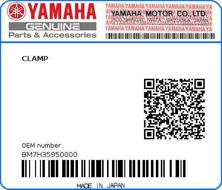 Product image: Yamaha - BM7H35950000 - CLAMP  0