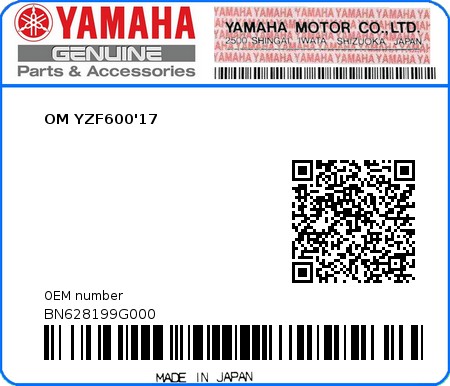 Product image: Yamaha - BN628199G000 - OM YZF600'17  0