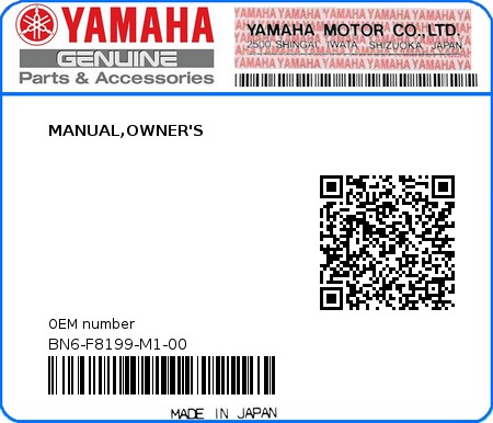 Product image: Yamaha - BN6-F8199-M1-00 - MANUAL,OWNER'S  0
