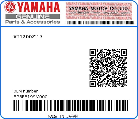 Product image: Yamaha - BP8F8199M000 - XT1200Z'17  0