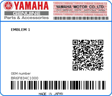 Product image: Yamaha - BR6F834C1000 - EMBLEM 1  0