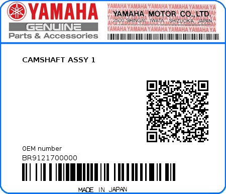Product image: Yamaha - BR9121700000 - CAMSHAFT ASSY 1  0