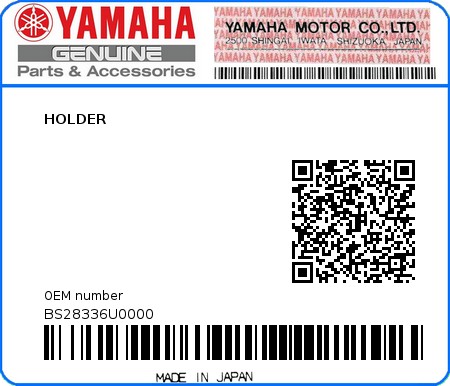 Product image: Yamaha - BS28336U0000 - HOLDER  0