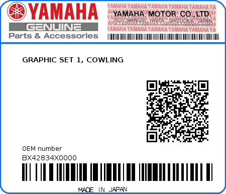 Product image: Yamaha - BX42834X0000 - GRAPHIC SET 1, COWLING  0