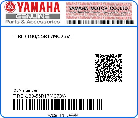 Product image: Yamaha - TIRE -180-55R17MC73V- - TIRE (180/55R17MC73V)  0