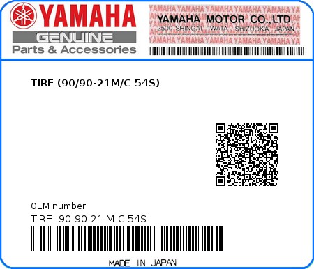 Product image: Yamaha - TIRE -90-90-21 M-C 54S- - TIRE (90/90-21M/C 54S)  0
