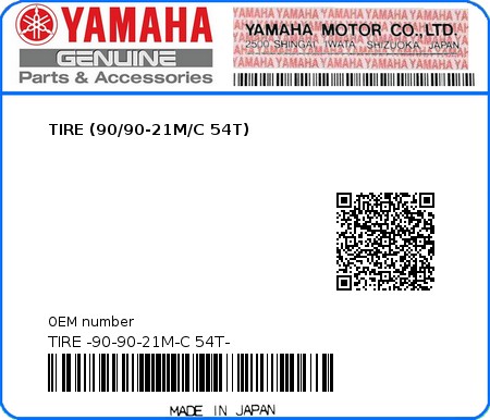 Product image: Yamaha - TIRE -90-90-21M-C 54T- - TIRE (90/90-21M/C 54T)  0