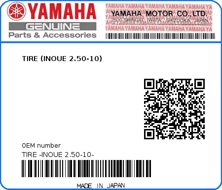 Product image: Yamaha - TIRE -INOUE 2.50-10- - TIRE (INOUE 2.50-10)  0