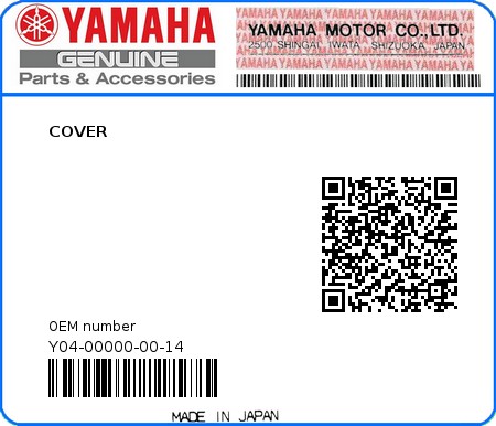 Product image: Yamaha - Y04-00000-00-14 - COVER  0